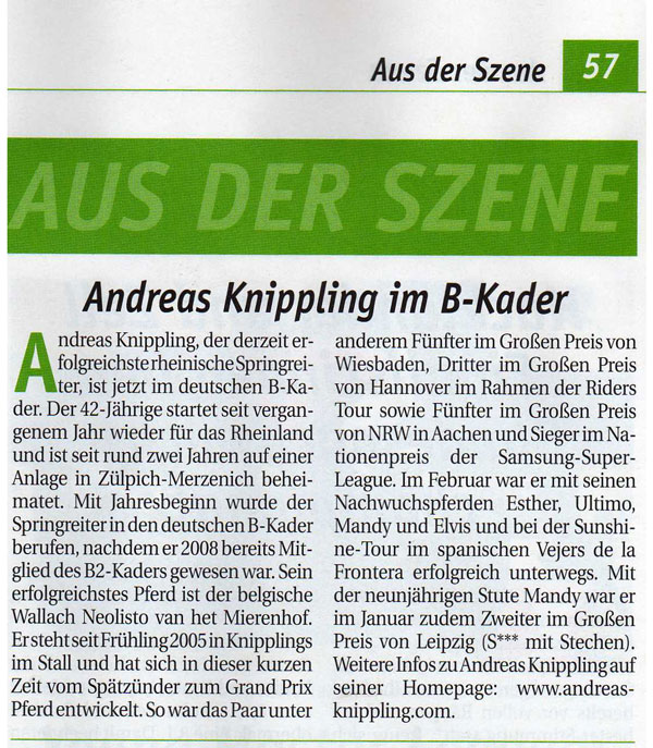 Andreas Knippling, Rheinlands Reiter - Pferde 05/2009
